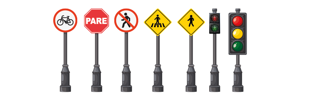 placas de trânsito e semáforos